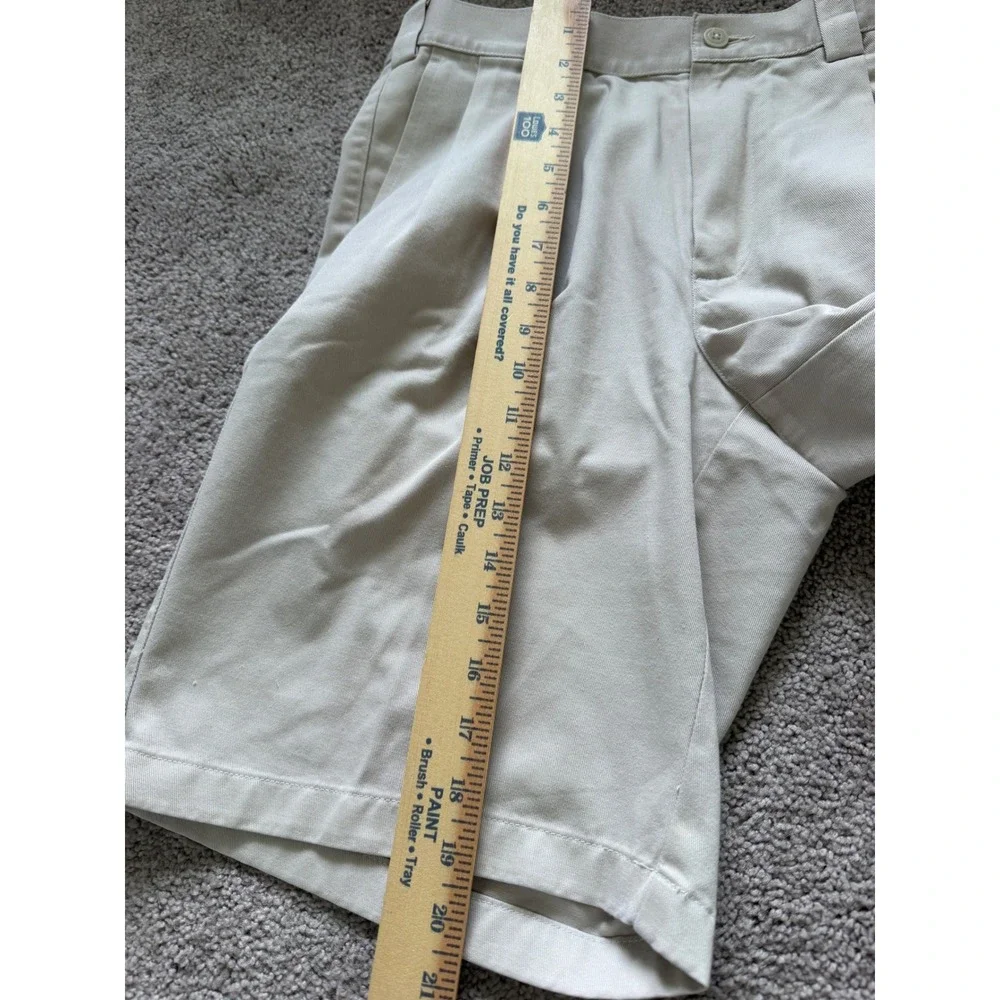 Ashworth Golf Mens 32W Pleated Khaki Shorts EZTECH HIDEF Luxury Cotton Stone